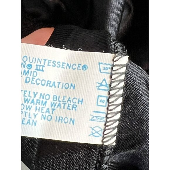 Vintage Vasserette Black Half Slip Size Small Lace Trim Slit Midi Length - Picture 8 of 8